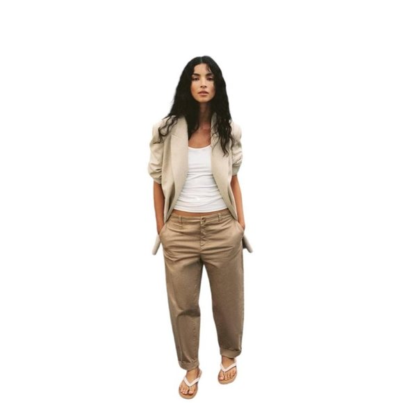 Zara Jackets & Blazers - ZARA LINEN BLAZER WITH PRINTED CUFFS Light beige SIZE xl | 7726/386/450